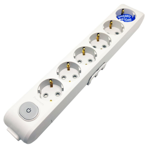 Розетка переносная Panasonic 6 гнезд с заземлением/выключателем/шторками Серый (22518443)