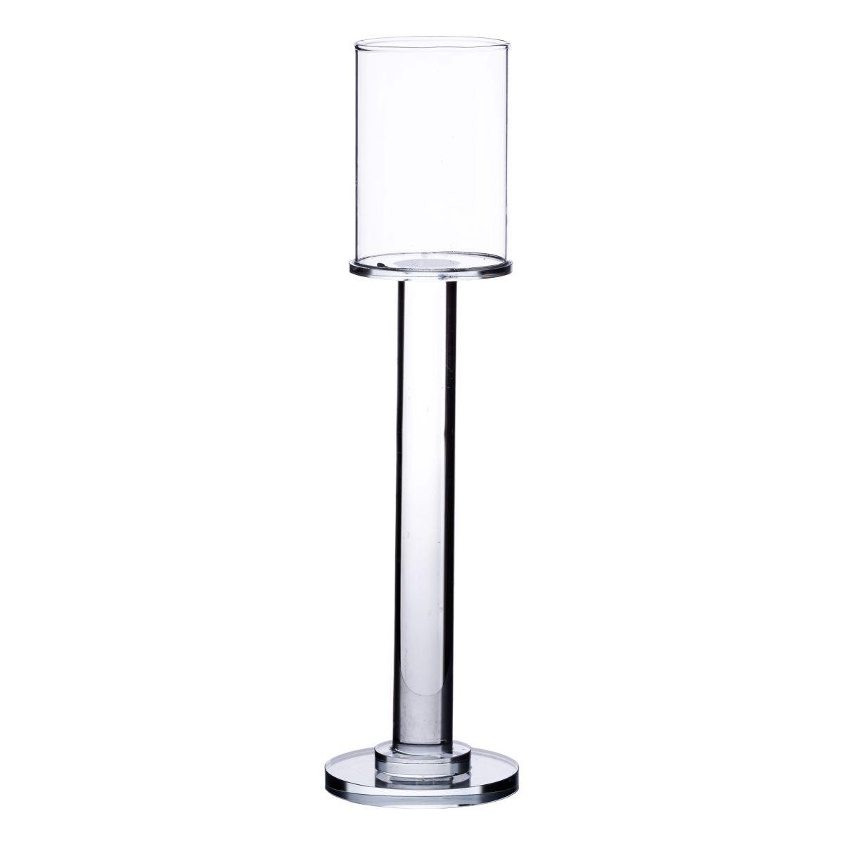 Подсвечник стеклянный на ножке бокал декоративный 8x31 см Прозрачный (6936)