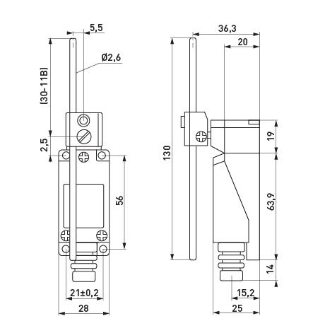 Выключатель концевой E.NEXT e.limitswitch.02 1NO+1NC рычаг регулируемый по длине 5A 230 V (s0070006) - фото 2