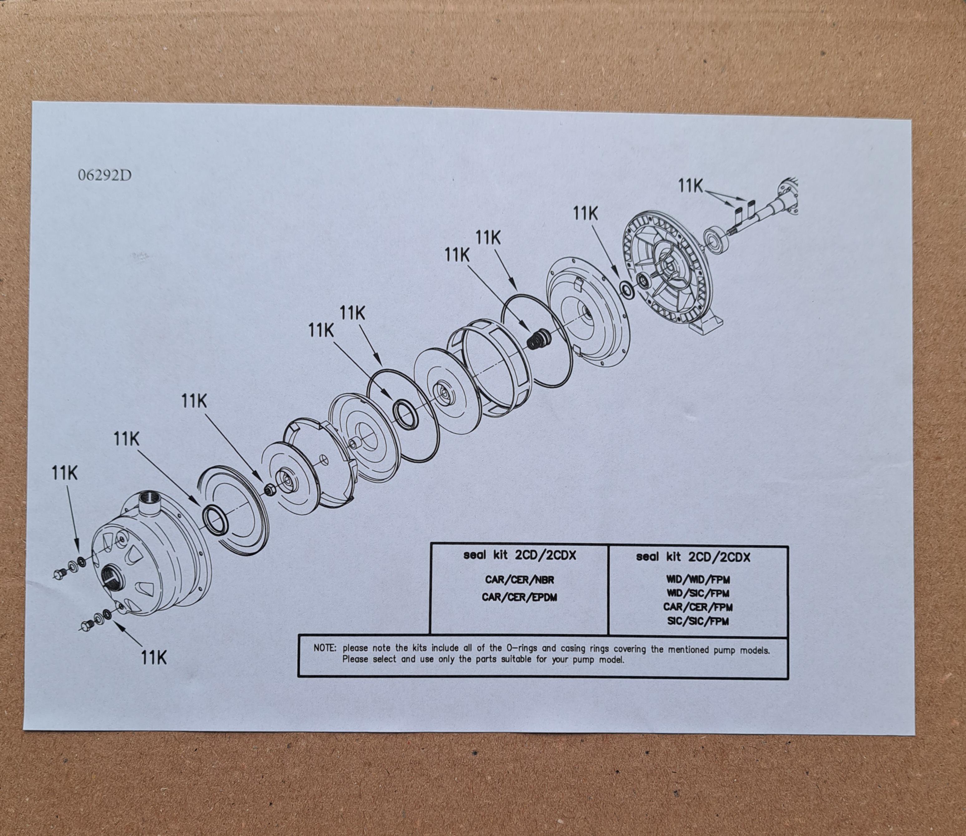 Ремонтний комплект Ebara 2CD/2CDX (27198201) - фото 2 Ремонтний комплект Ebara 2CD/2CDX (27198201) - фото 2