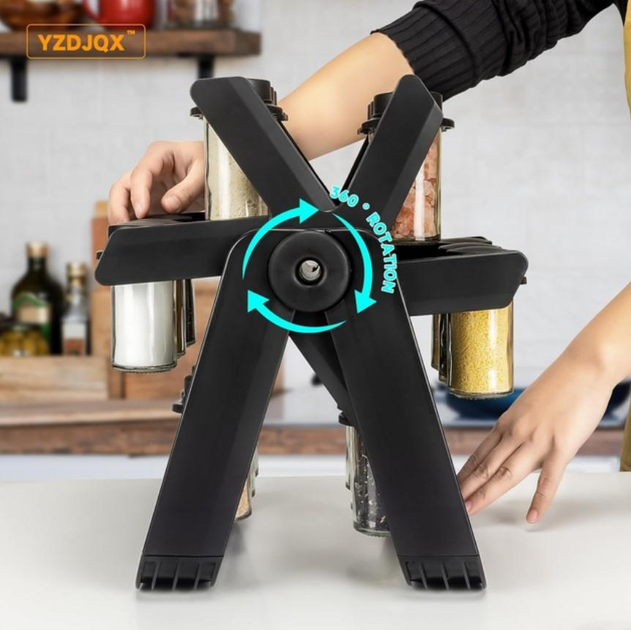 Органайзер для специй Spice Rack на 18 вращающихся баночек Черный - фото 6