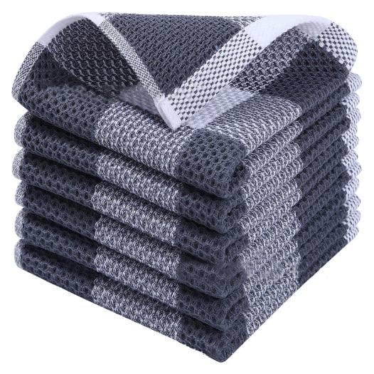 Набір кухонних рушників Premium Soft 6в1 100% бавовна 34х34 см Сіро-білий (NRK0002)