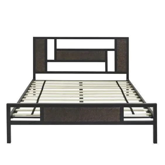 Кровать двухспальная Loft NS-765 с деревянным изголовьем и прямой рамой (3075773252)
