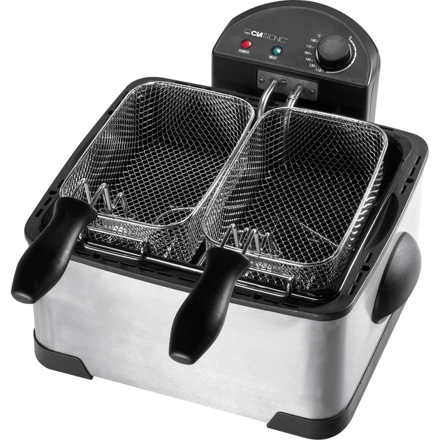 Фритюрница Clatronic FR 3195 4 л 2 корзины 2000 Вт нержавеющая сталь холодная зона (3195)