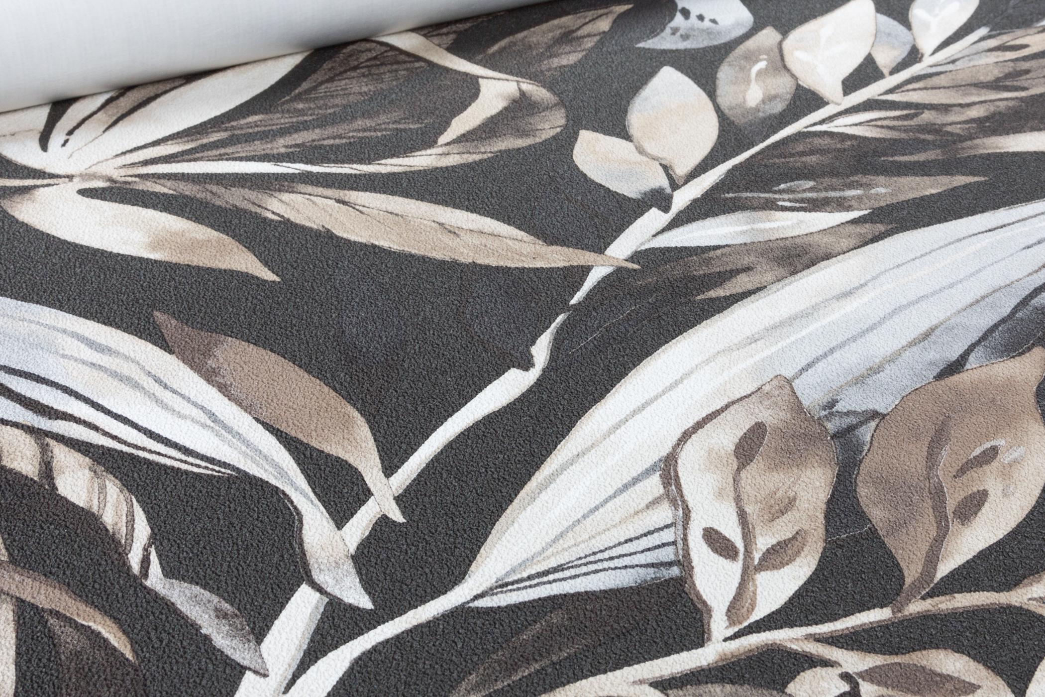 Обои флизелиновые GrandecoLife Karuna A71203 Декор винил горячего тиснения 0,53х10,05 м Графитовый