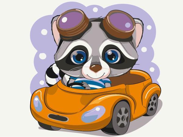 Картина по номерам Brushme Енотик на виражах 40х50 см в термопакете (KBS0072) Картина по номерам Brushme Енотик на виражах 40х50 см в термопакете (KBS0072)