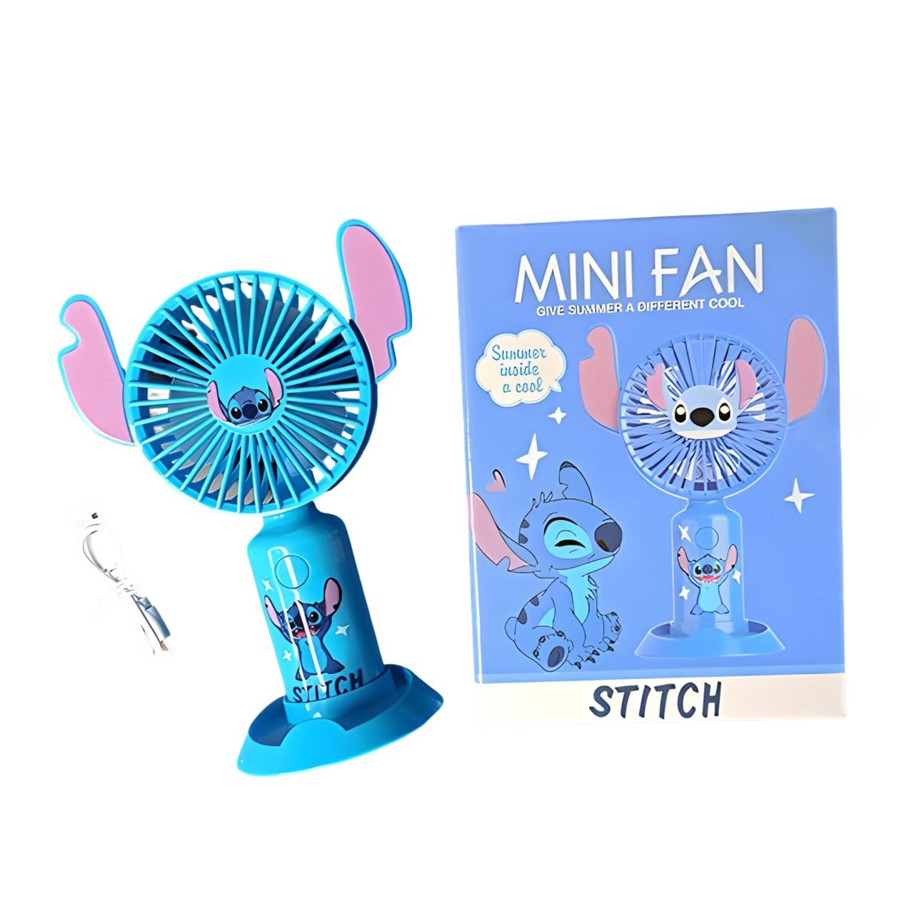 Вентилятор-USB дитячий портативний Стіч Блакитний (SD-10)