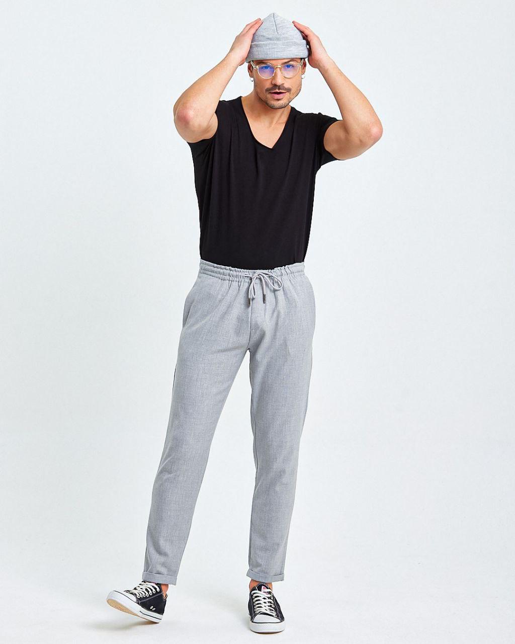 Чиносы молодежные с манжетом на шнурке M Светло-серый (7665)