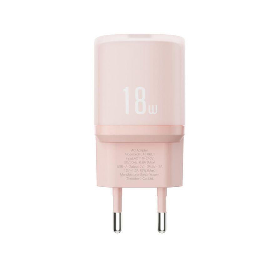Адаптер Xo L157 1USB/QC3.0/18 W Pink