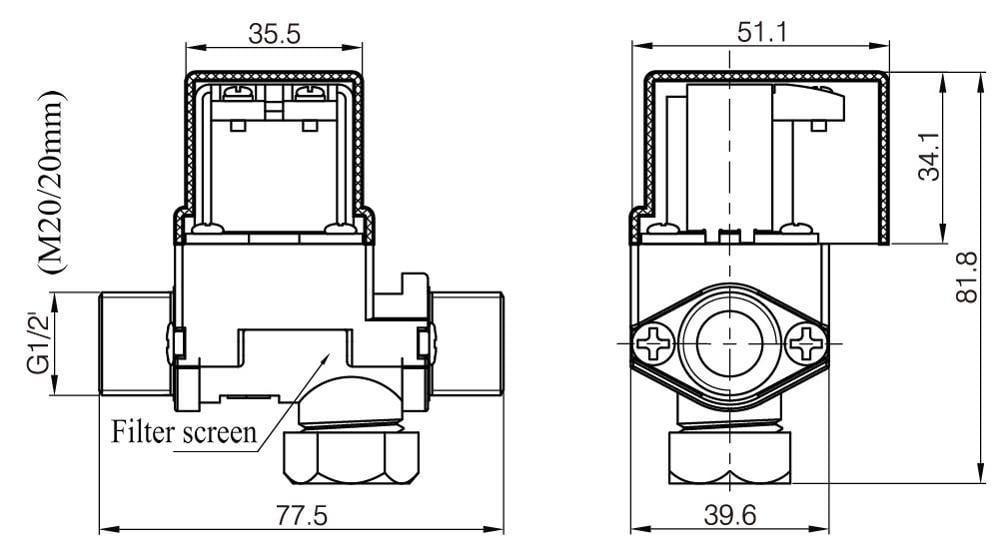 Клапан електричний соленоїдний 1/2" 12в з металевими патрубками - фото 2 Клапан електричний соленоїдний 1/2" 12в з металевими патрубками - фото 2