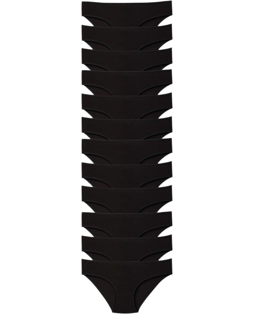 Набор трусиков-слипов женских хлопковых Lolitam 7000-12-0 12 шт. 2XL Черный (5260528120004)