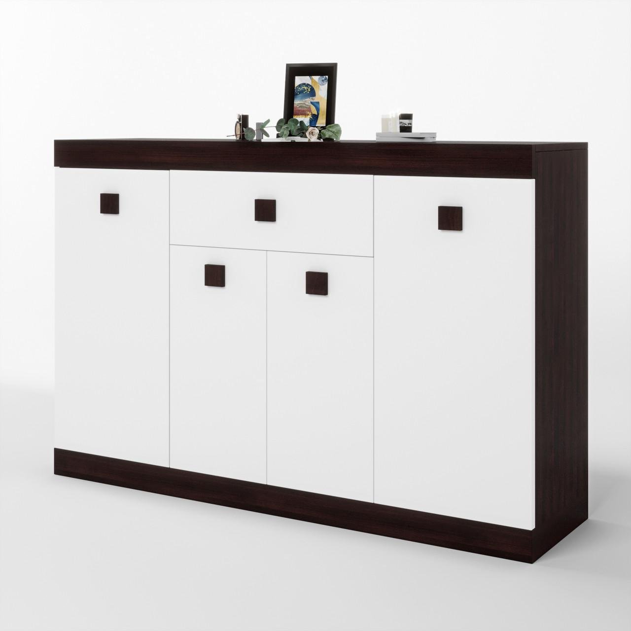 Комод Эверест Соната-7 с дверью и ящиком 140х38х94 см Венге темный/Белый (DTM-2018)