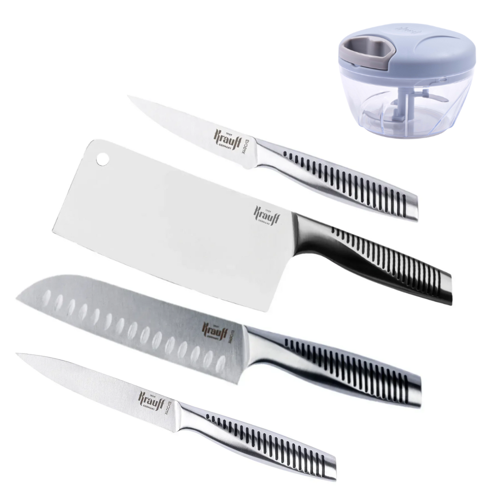 Набір із 4-х ножів та сокирки Krauff Profi з подрібнювачем Fusion та сумкою-шоппер 7 пр. (55-333-499)