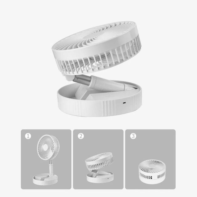 Вентилятор аккумуляторный портативный телескопический бесшумный на ножке White - фото 5