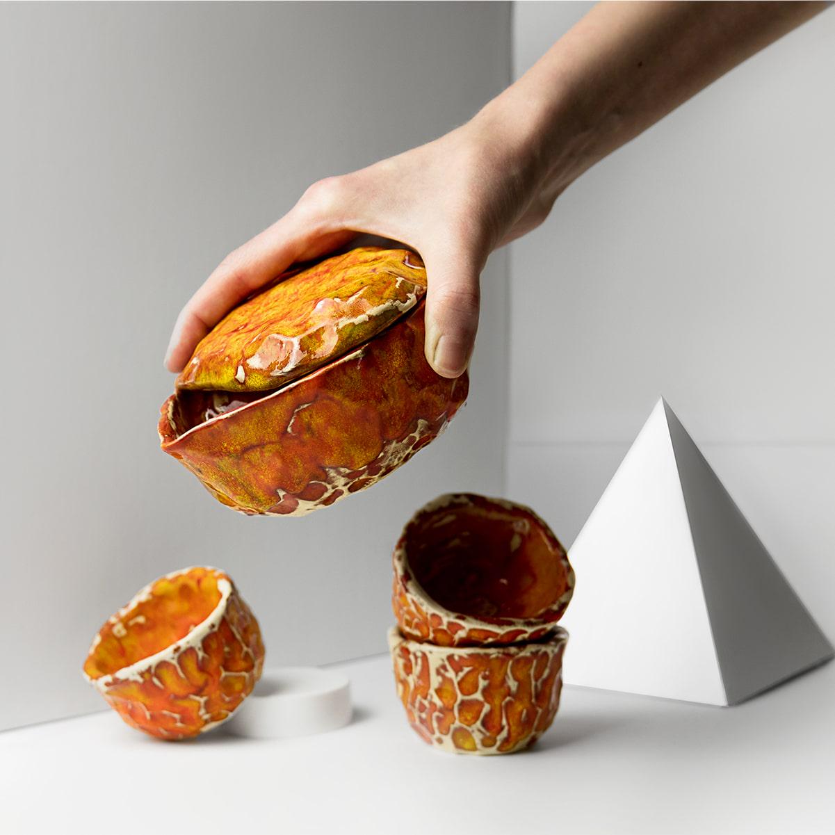 Набор для чайной церемонии Лавовый ручной работы (TS-12)