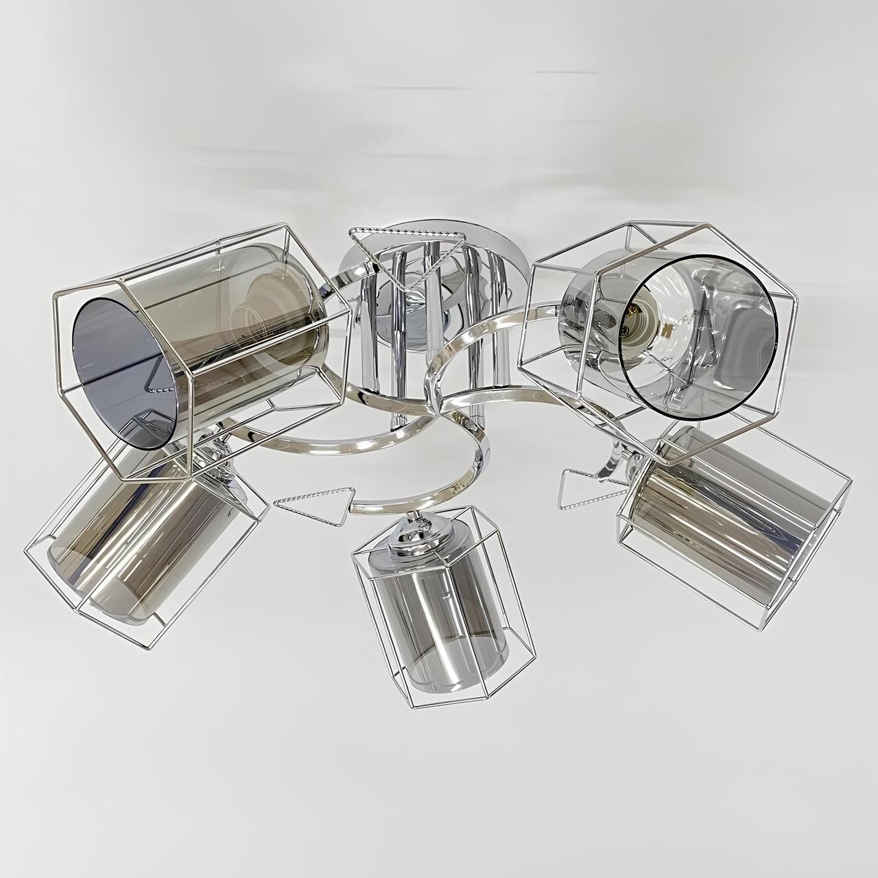 Люстра Valeso на пять плафонов с металлическим каркасом под лампы Е27 Хром (91179B/5)