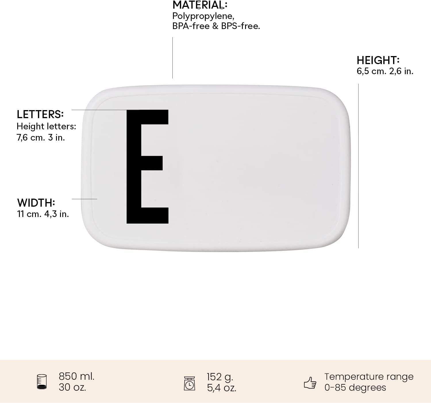 Ланч-бокс E Personal Lunch Box Design Letters 6,5x11x18 см Чорно-білий (144890) - фото 6