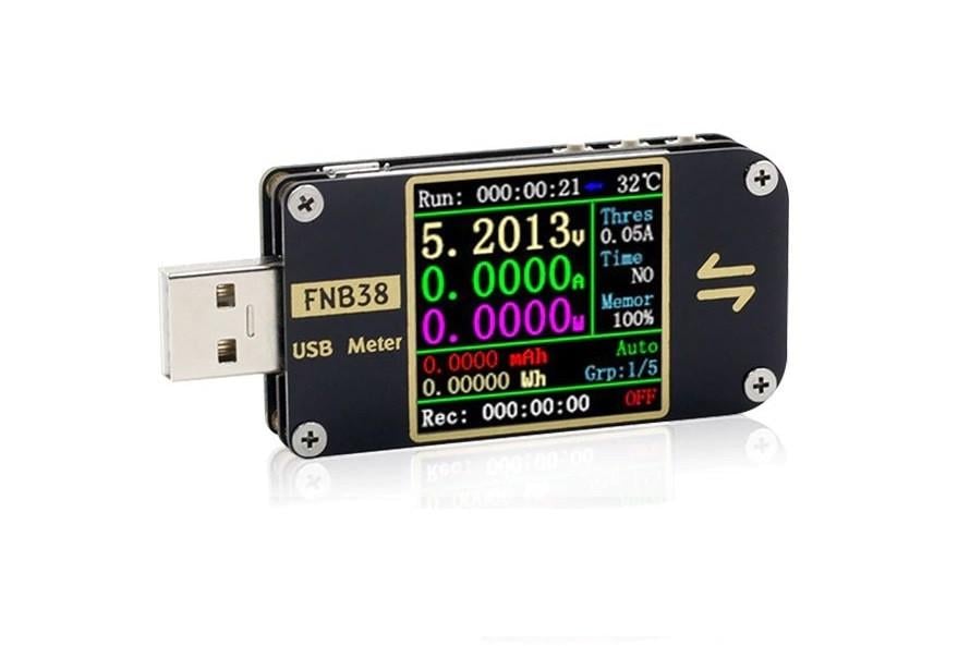 Тестер анализатор зарядных устройств Fnirsi FNB38 USB для внешних аккумуляторов и USB-кабелей (19171) Тестер анализатор зарядных устройств Fnirsi FNB38 USB для внешних аккумуляторов и USB-кабелей (19171)