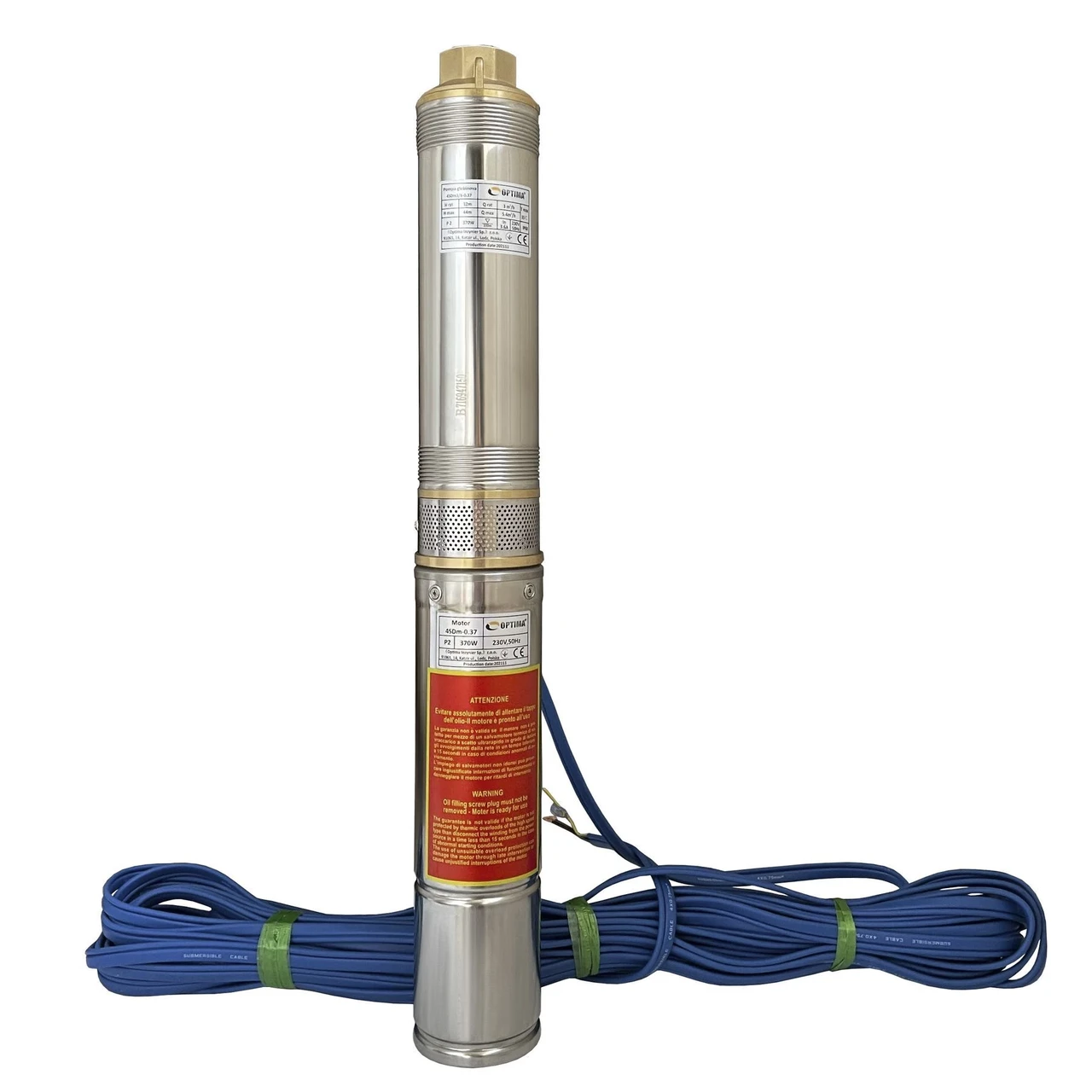 Насос свердловинний Optima NEW 4SDm3/6 з підвищеною стійкістю до піску 0,37 кВт 44 м з пультом та кабелем 25 м (24209653)