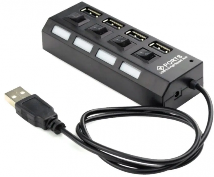 USB Hub hi-speed Digital Lion с переключателем P-4 Черный - фото 3