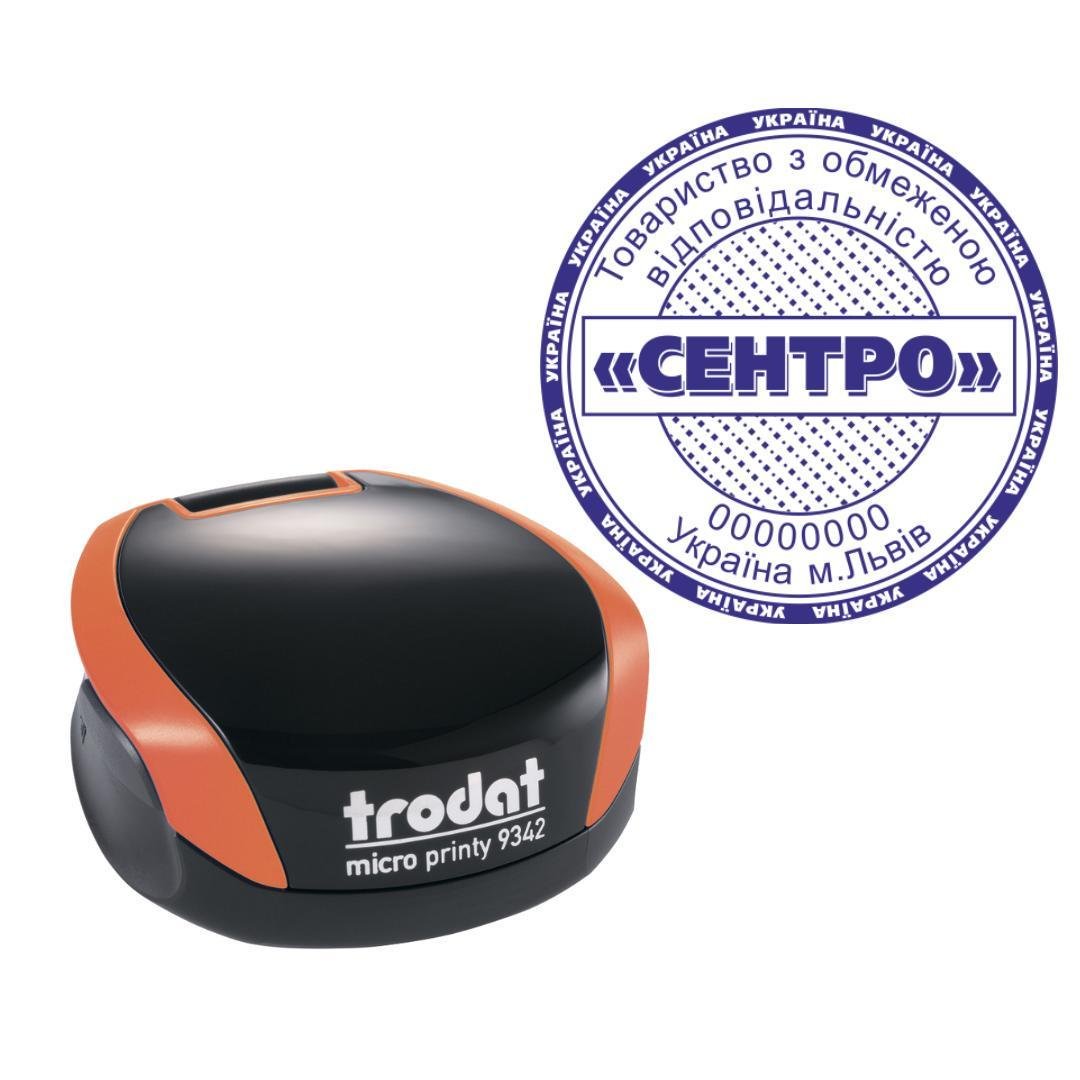 Печать ТОВ на карманном оснащении Trodat Micro Printy 9342 d 42 мм Оранжевый (ООО9/9342/O)