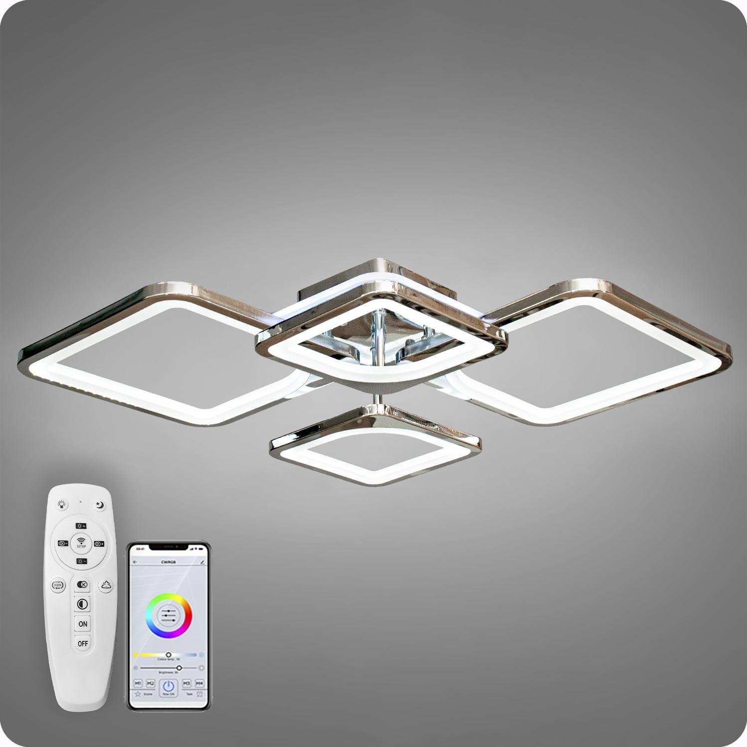 Люстра світлодіодна 517 Dlight 3color з пультом 100 Вт Хром (01537) - фото 4