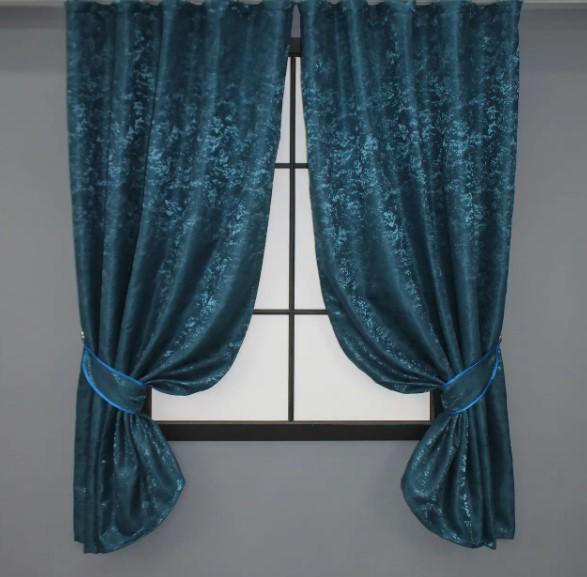Шторы лен Pavliani 1,3х1,7 м 2 шт. Синий (1365ш)