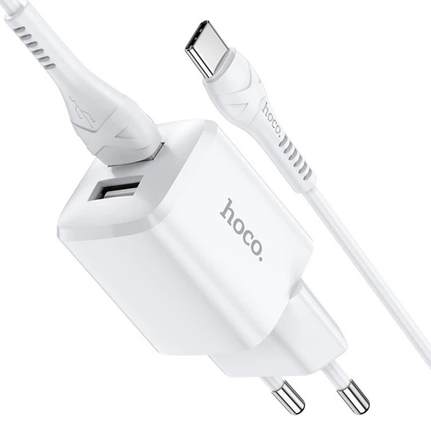 Зарядное устройство кружевное Hoco N8 2 Port 2 USB 2,4A USB to Type-C White (м00187)