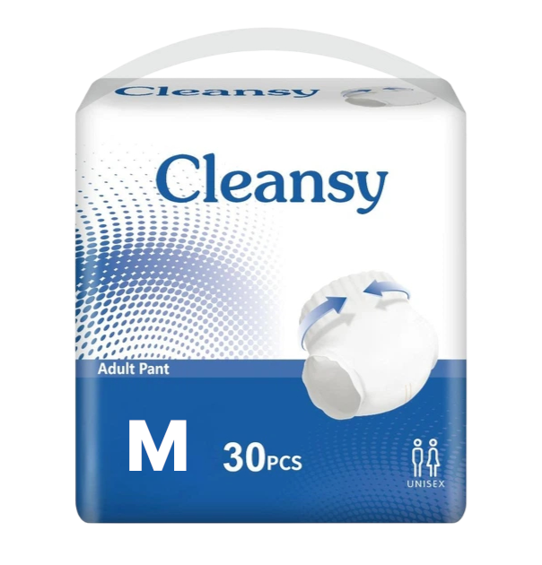 Подгузники-трусики для взрослых Cleansy впитывающие памперсы при недержании для мужчин и женщин M 30 шт. 80-110 см Подгузники-трусики для взрослых Cleansy впитывающие памперсы при недержании для мужчин и женщин M 30 шт. 80-110 см