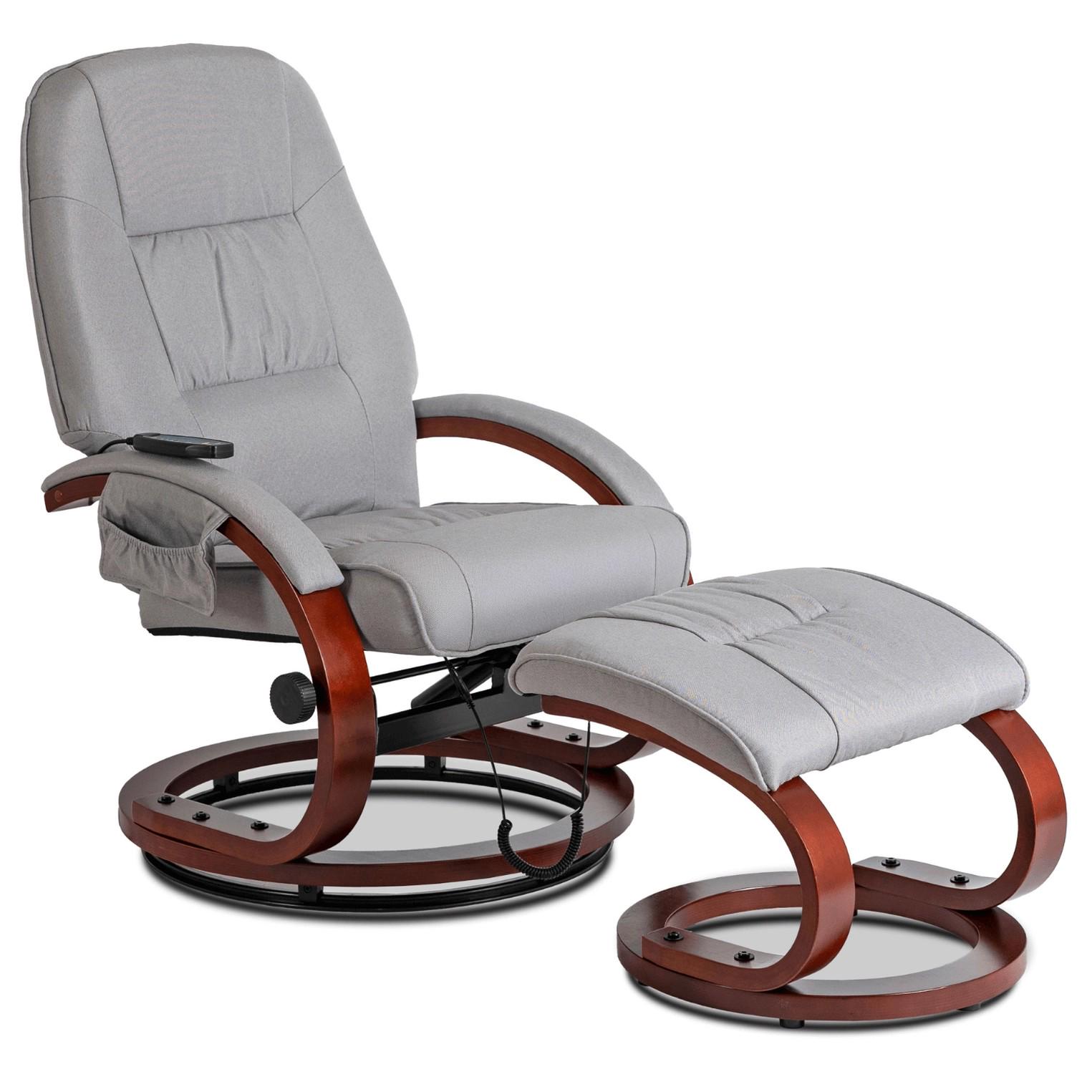 Кресло мягкое массажное с подставкой Mebel Elit CANO Серый (ME.CANO/P/T/FW)