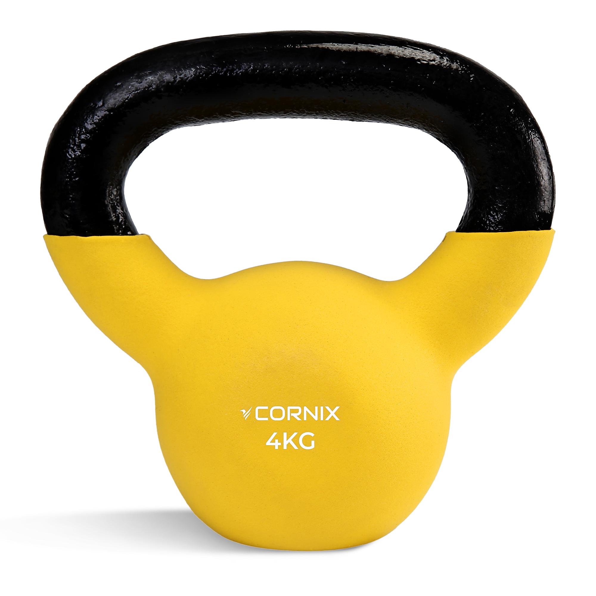 Гиря металева Cornix XR-0435 4 кг з вініловим покриттям Yellow/Black