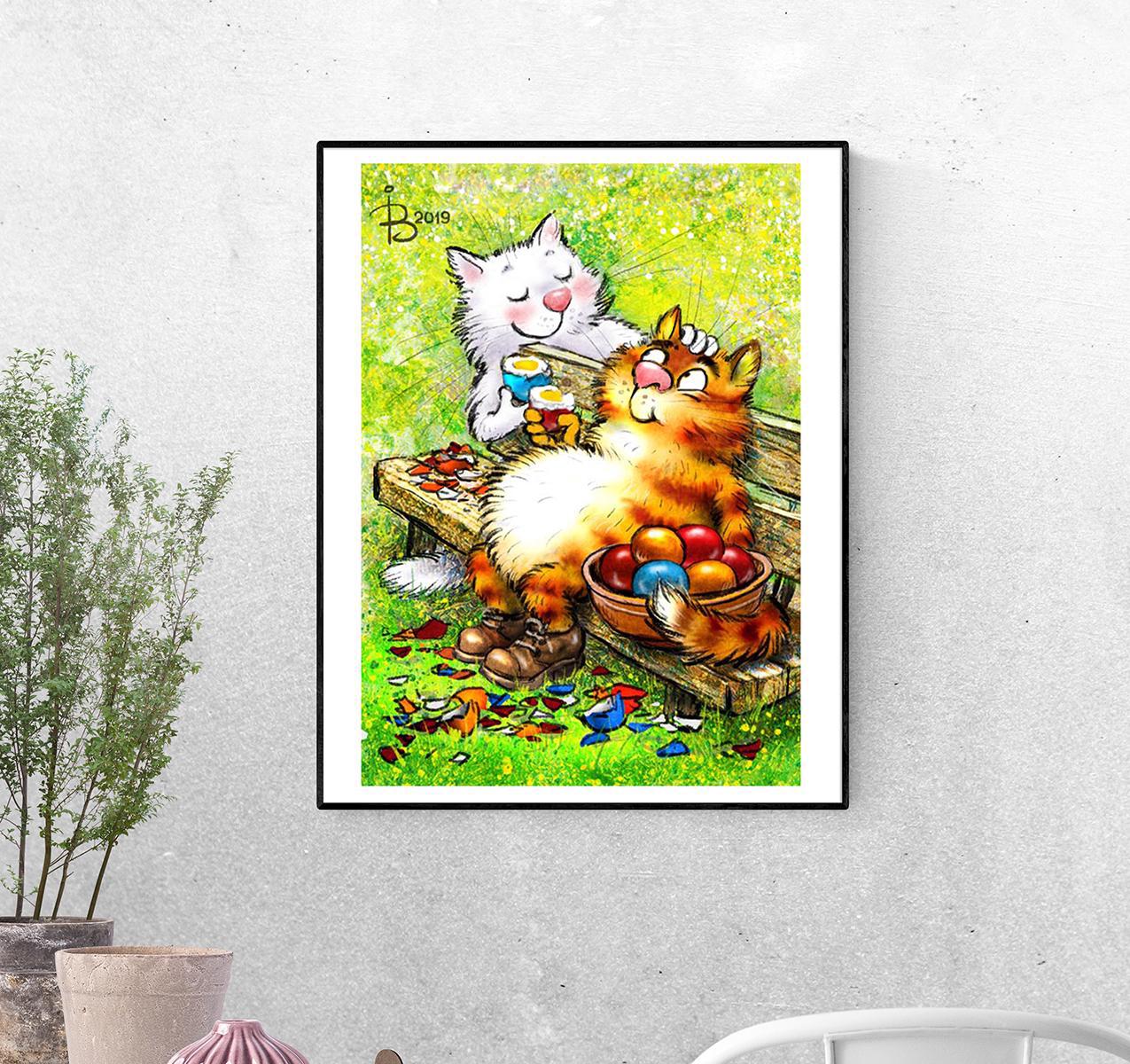 Постер Пасхальные коты формат А-1