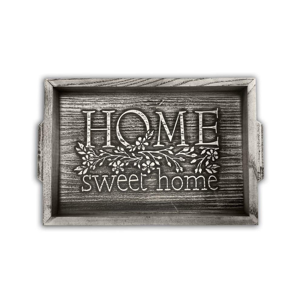 Піднос дерев'яний "Home sweet home" вінтаж 20х30 см Сірий (хрп0010сва)