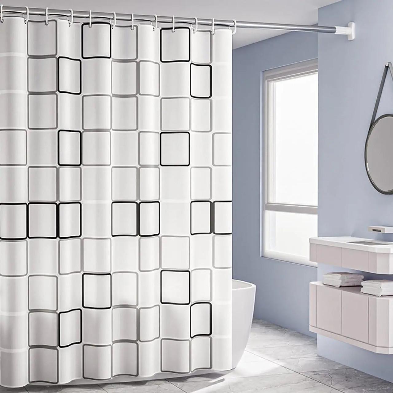 Шторка для душа Wellamart с пластиковыми кольцами 180х180 см (8430)