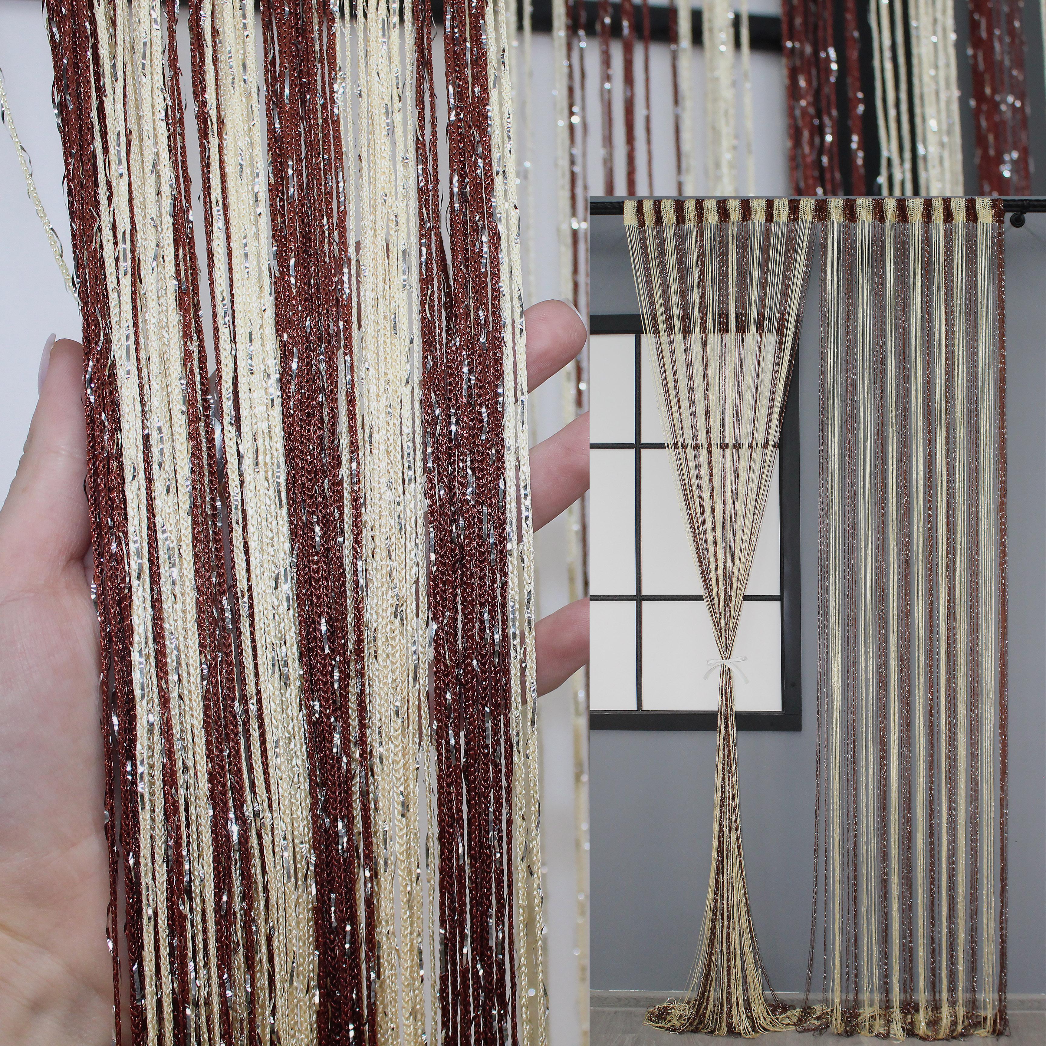 Шторы-нити с люрексом 300х300 см Коричневый/Бежевый (61-031) - фото 4 Шторы-нити с люрексом 300х300 см Коричневый/Бежевый (61-031) - фото 4