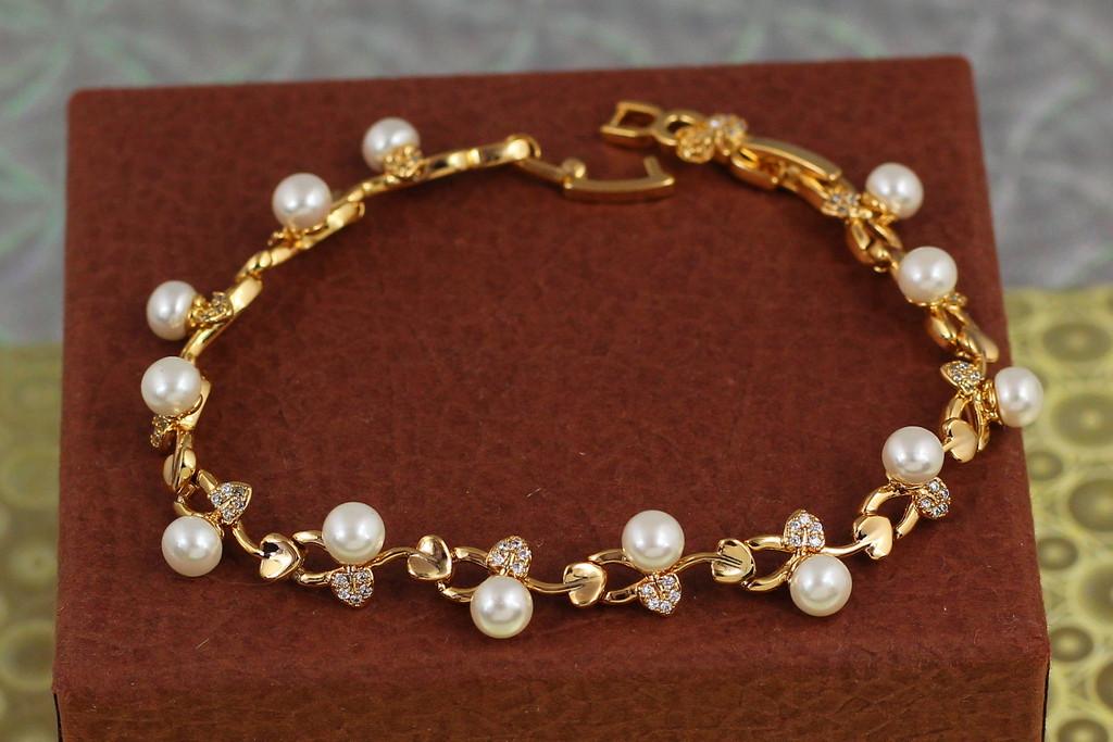 Браслет Xuping Jewelry Лоза с жемчужиной 21 см 8 мм Золотистый (2563262938)
