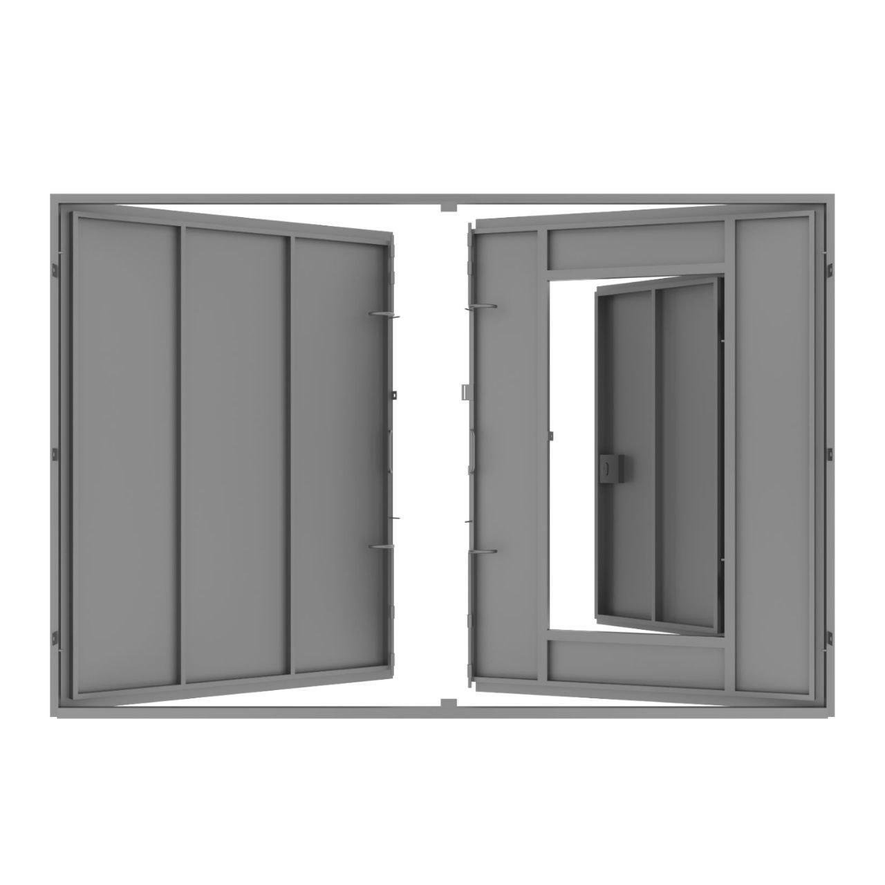 Ворота для гаража с калиткой металлические с замком усиленные 2900х2000 мм ВРТК-01 Серый (1934572832/К0162)