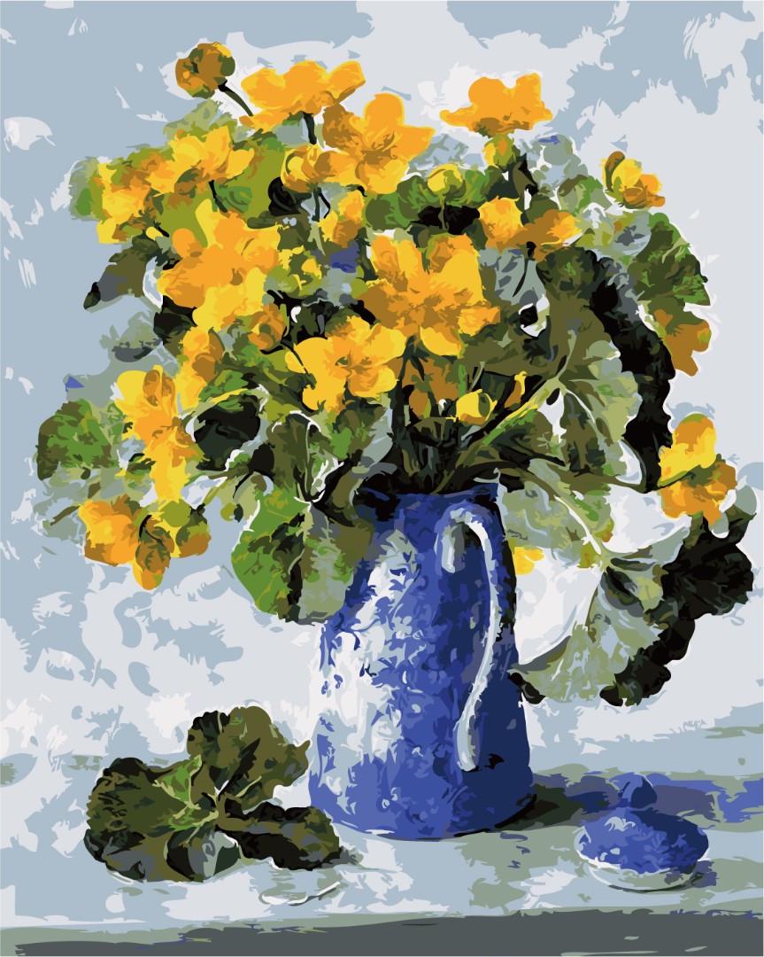 Картина по номерам Brushme  40х50 см Цветы в голубой вазе