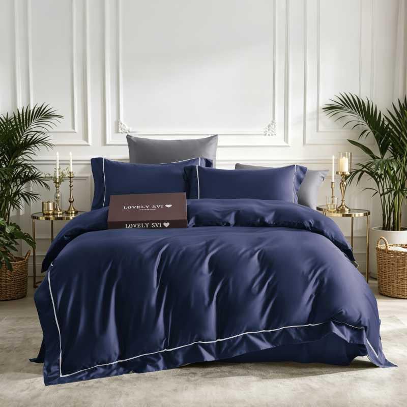 Комплект постельного белья Lovely Svi евро сатин люкс 300ТС 135 г/м2 Navy Blue (260326)