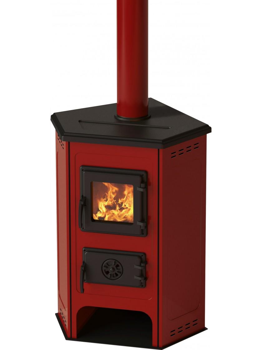 Піч-камін кутова на дровах MBS CORNER 10 кВт Червоний (CNT00001357)