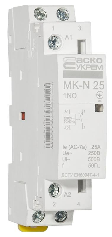 Контактор модульный АСКО-Укрем MK-N 1P 25A 1NO 220V (A0040030022) - фото 4 Контактор модульный АСКО-Укрем MK-N 1P 25A 1NO 220V (A0040030022) - фото 4
