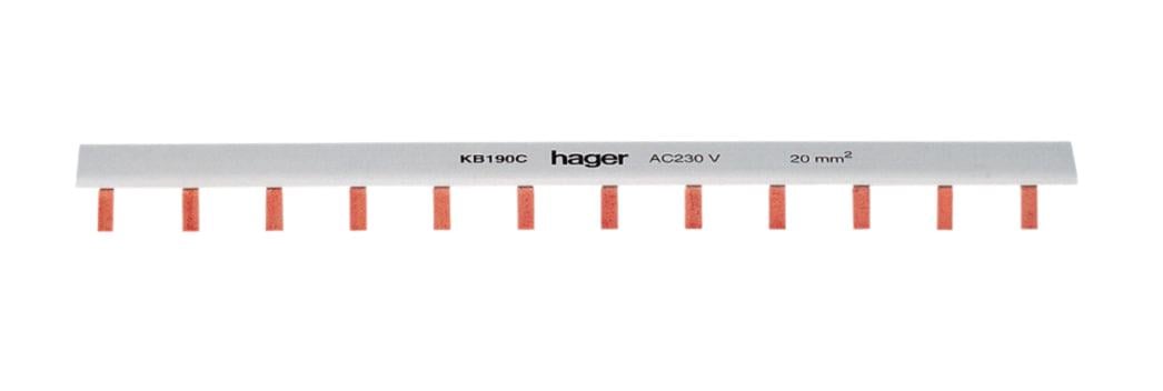 Шина Hager KB190C гребенчатая 1P 20 кв. мм 24M (000144887)