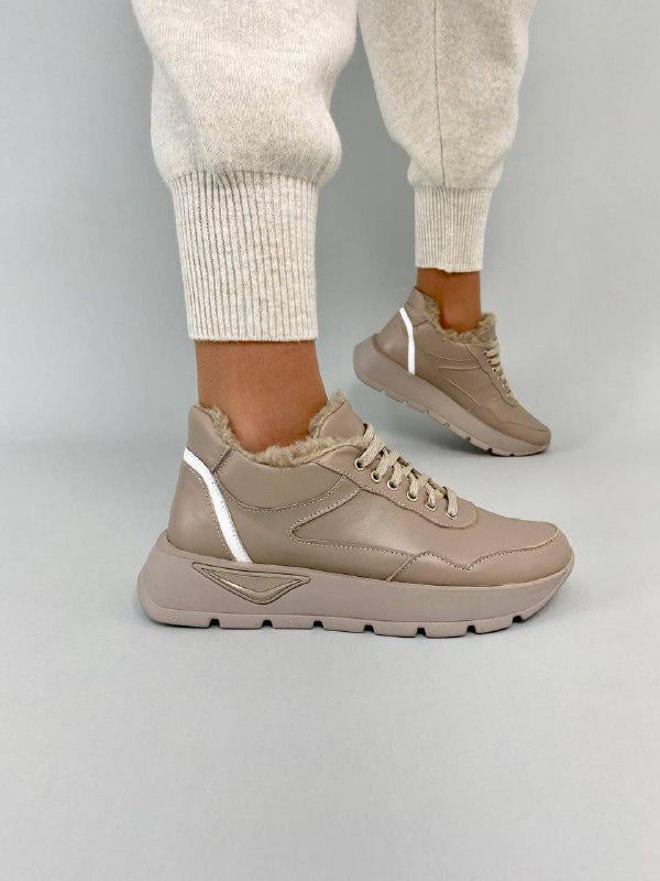 Кроссовки женские кожаные зимние р. 40 Латте (4201з/40)