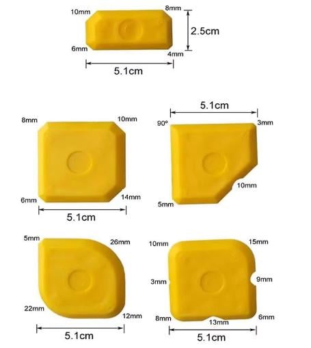 Набор шпателей для силикона и герметизации Neomag 5в1 Желтый - фото 2