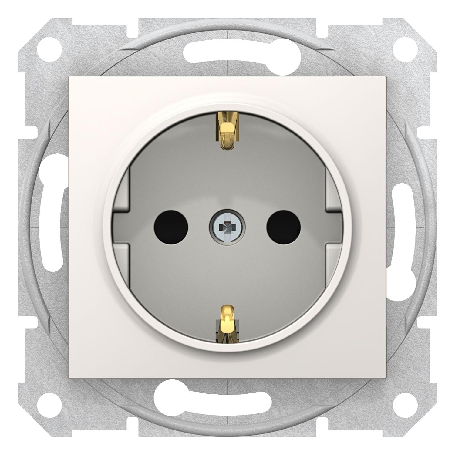 Розетка Schneider Electric Sedna с заземлением и защитными шторками Слоновая кость (SDN3000123)