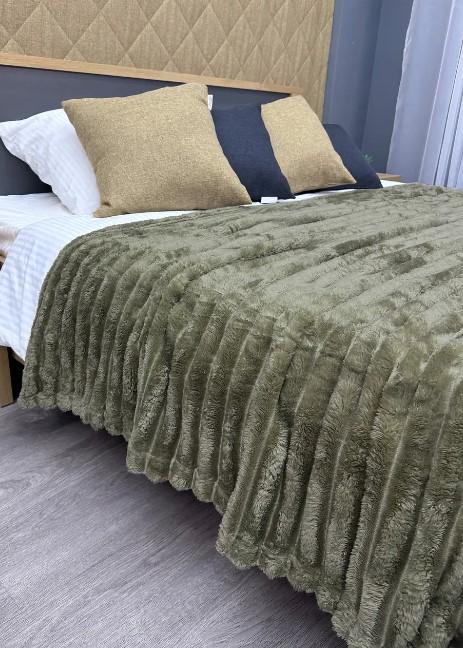 Покривало на ліжко/диван VIP Шарпей в полоску 200х230 см Болотний (87-143) - фото 3 Покривало на ліжко/диван VIP Шарпей в полоску 200х230 см Болотний (87-143) - фото 3