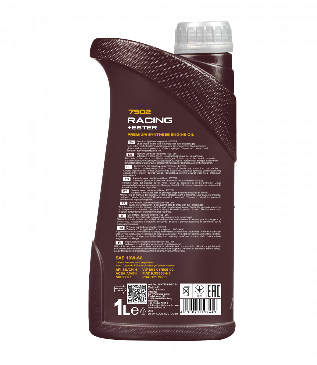 Моторное масло Mannol 7902 RACING+ESTER 10W-60 1 л (MN7902-1) - фото 2 Моторное масло Mannol 7902 RACING+ESTER 10W-60 1 л (MN7902-1) - фото 2