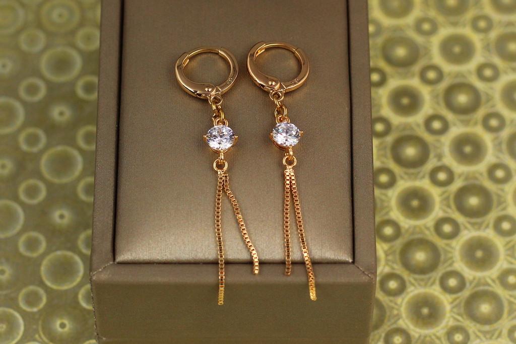 Серьги подвески Xuping Jewelry Камень с двумя лучами 5,2 см Золотистый (2147811075)