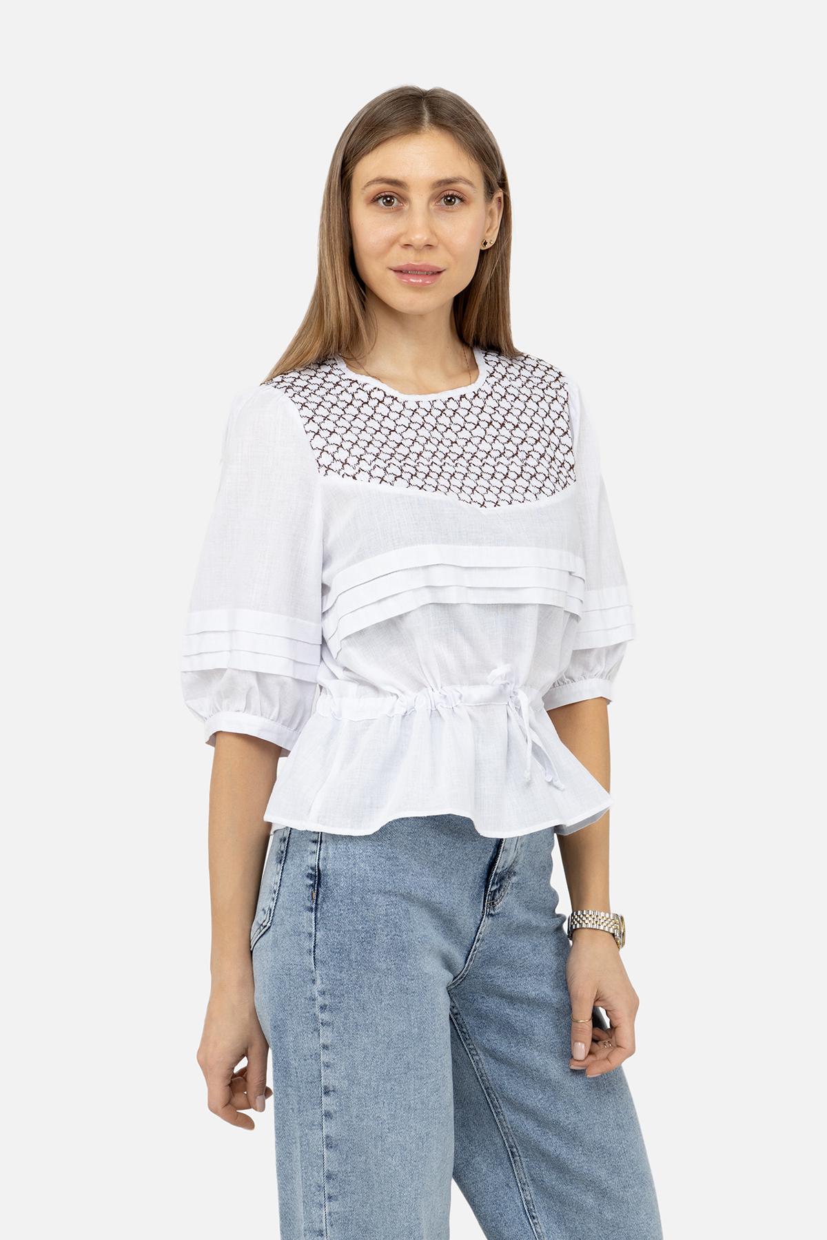 Вышиванка женская ЦБ-00245320 с коротким рукавом р. 44 Белый (SKT000981223)