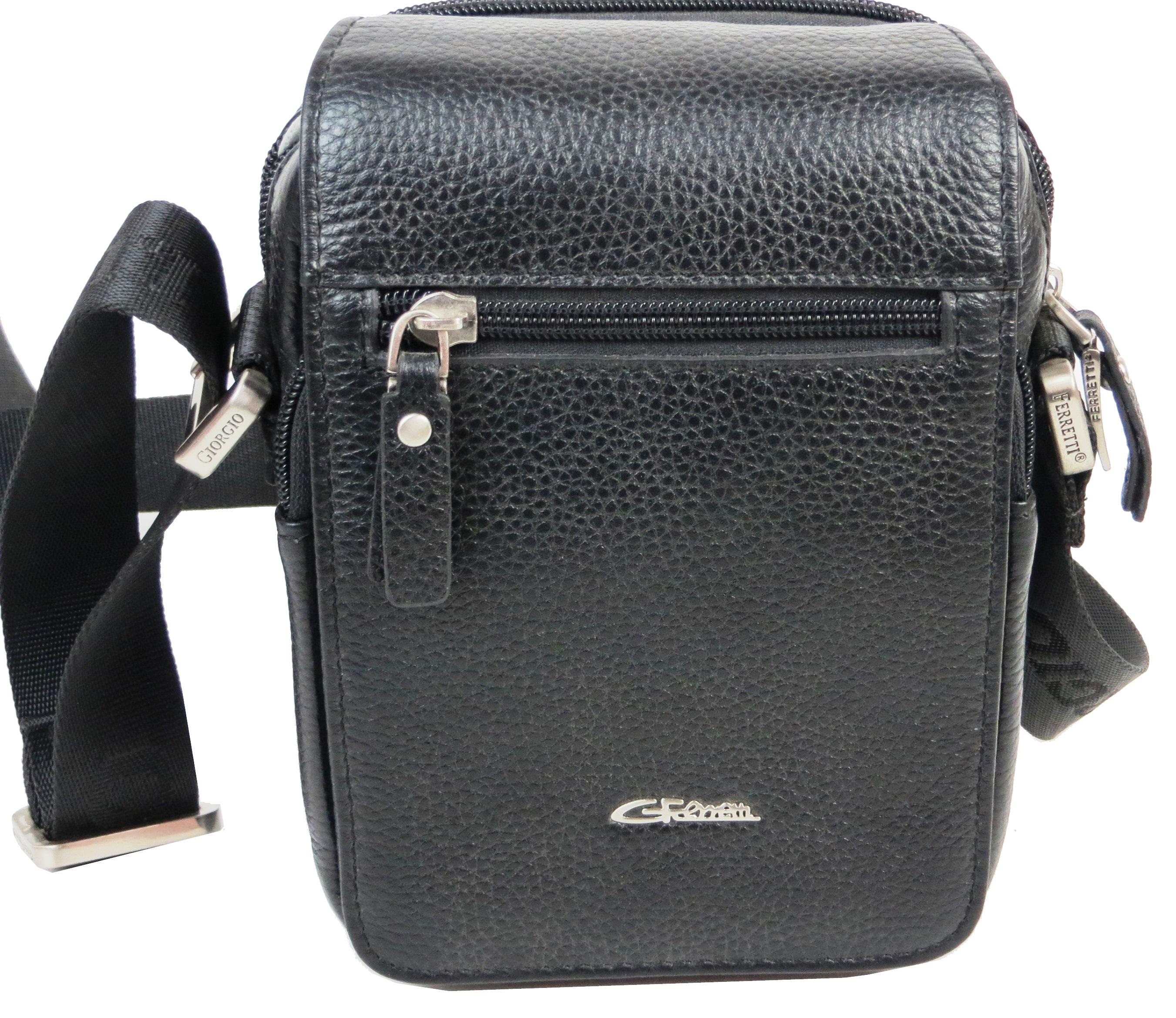 Сумка мужская Giorgio Ferretti кожаная Черный (B309-1 Black)